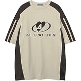 Aelfric Eden Oversized Graphic Tees Men Contrast Color Speedway Racing Tee Unisex Streetwear Tshirt Patchwork Polo Tee