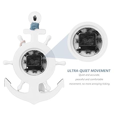 BESPORTBLE Mediterranean Style Anchor Clock Beach Theme Nautical Ship Wheel Rudder Wheel Decor Wall Hanging Decoration… 41x4JTRt QL