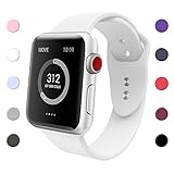 SIRUIBO Band for Apple Watch 38mm, Soft Silicone Sport Strap Replacement Bracelet Wristband for Apple Watch Series 3, Series 2, Series 1, Nike+, Edition, White S/M Size