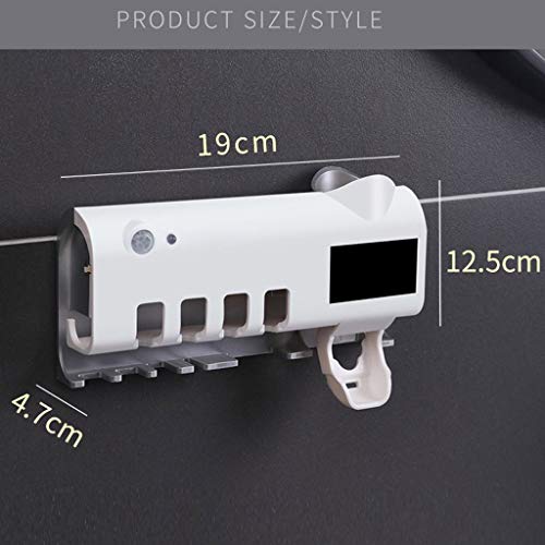 LANGMAN Toothbrush Sterilizer, UV Toothbrush Sterilizer Holder,Rechargeable Solar Power Wall Mounted Toothbrush Organizer with Automatic Toothpaste Dispenser (White)