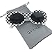 QIFANDI UV400 Clout Goggles Bold Retro Oval Mod Thick Frame Sunglasses, Checkered White, Medium