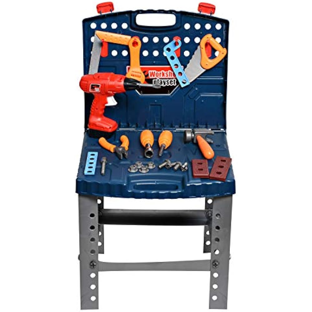 playkidz construction tools workbench for kids portable
