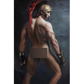 Art Prints Male Nude Painting Canvas Transfer from Oil Painting with Hand-Painted Detail Signed Hero of Sparta for Home Wall Art Decor(24