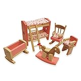HNVOUER Dollhouse Furniture, Wooden Dollhouse Furniture, Dollhouse Furniture Set, Colorful Wooden Dollhouse