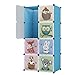 KOUSI Kids Dresser Kids Closet Portable Closet Wardrobe Children Bedroom Armoire Clothes Hanging Storage Rack Cube Organizer,Cute Cartoon,Safety & Large & Sturdy (Blue, 28