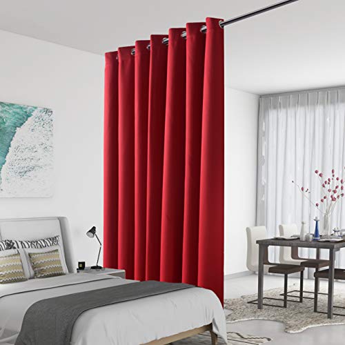 FLOWEROOM Room Divider Curtain, 10 ft Wide x 8 ft Long, Red Blackout