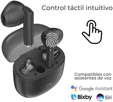 Fones de ouvido sem fio zte buds 2, tws, bluetooth 5.3, 25 horas de bateria, microfone hd, controle de toque, assistente de voz, resistência à água ipx4, carregamento usb-c, preto