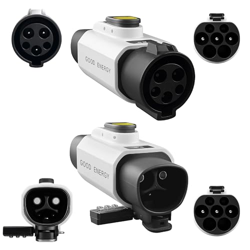 GOOD ENERGY Paquete Adaptadores de Carga GB/T, Paquete Adaptador Tesla NACS a GB/T y Adaptador Tipo 1 (J1772) a GB/T, con Botón de Seguridad Electrónico, Diseño Compacto y Bolsa de Transporte