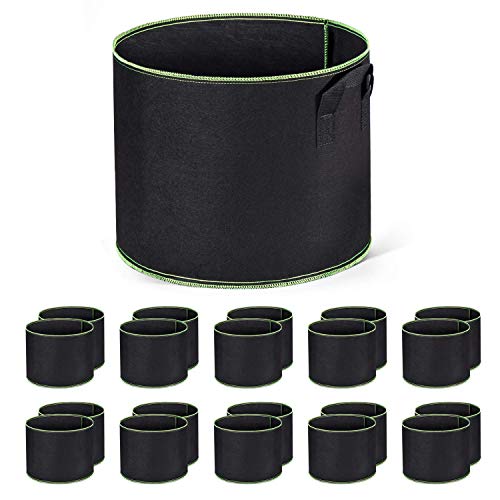 Delxo 10-Pack 5 Gallon Grow Bags Heavy Duty Aeration Fabric Pots Thickened Nonwoven Fabric Pots Plant Grow Bags with Handles