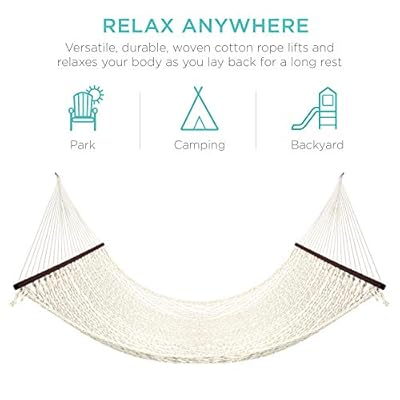 Best Choice Products 2-Person Double Hammock, Outdoor Woven Cotton Rope Hammocks for Backyard, Patio w/ Spreader Bars… 41x4T2%2BVKnL