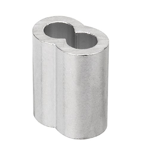 Anndason Aluminum Crimping Loop Sleeve for 1/8" - 5/32" Wire Rope and Cable (M4, 60 pcs ferrules) - Thumbnail 2