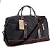 Ulgoo Travel Duffel Bag Canvas Bag PU Leather Weekend Bag Overnight (Black)