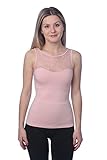 SPANX QVC - 1503 Hide & Sleek Lace Bateau Tank Top Camisole Shapewear(Rosebud, Large)