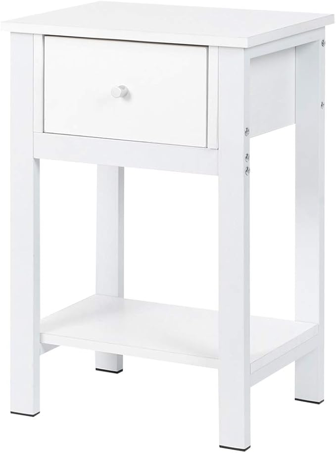 Cikonielf Table de chevet blanche pour chambre à coucher, table de