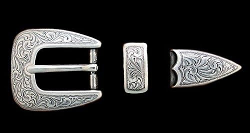 Western Rodeo Tack (2) Bridal/Halter Buckle Set'S Engraved Silver 3/4"