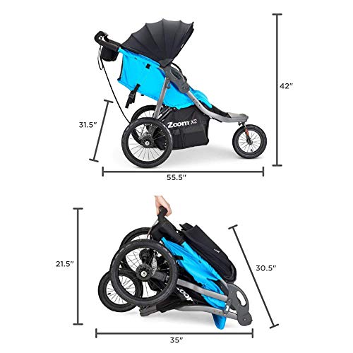 Joovy Zoom X2 Lightweight Performance Double Jogging Stroller Featuring