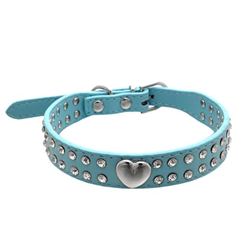 Ninasill Clearance ! Pet Collar, Hot Cute Bling Crystal Pet Collar Puppy Choker Cat Necklace (Asian XXS = US XXXS, Sky Blue)