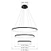UNITARY Brand Modern Black Acrylic Remote Control Nature White and Warm White Dimmable LED 3 Rings Dining Room Kitchen Pendant Light Max 90W Painted Finish