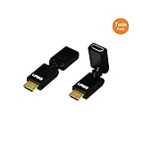 Urbo Multi-Pivot HDMI Connector with Male-to-Female Gold Plated Connectors for Streaming Sticks, Swivels and Rotates for Easy Access to HDMI Ports and to Protect HDMI Cable - Twin Pack