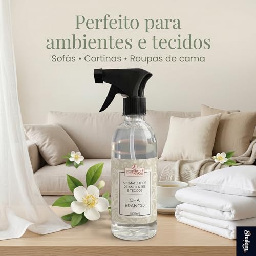 Aromatizador de Ambientes e Tecidos Chá Branco 500ml, Home Spray Perfumado para Casa, Roupas de Cama, Sofás e Cortinas