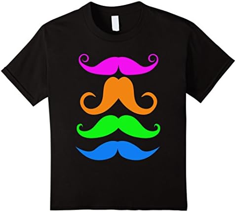 Kids Color Mustaches T Shirt 8 Black