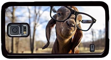 Hipster awesome Samsung Galaxy S5 Cases goat with glasses PC Black for Samsung S5
