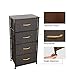 Home Dresser｜Storage Organizer｜Storage Tower｜Wood Top｜Removable Drawers｜Non-Woven Synthetic Fabric｜Height Adjustable Feet｜Organizer Unit for Bedroom,LivingRoom,Hallway,Entryway (4 Drawers -Espresso)