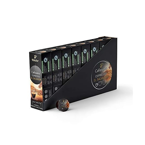 Tchibo Cafissimo Vorratsbox Espresso El Salvador Kaffeekapseln, 80 Stück – 8x 10 Kapseln (Espresso, ausgewogen mit…