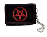 Red Pentagram Trifold Wallet with Chain - Black