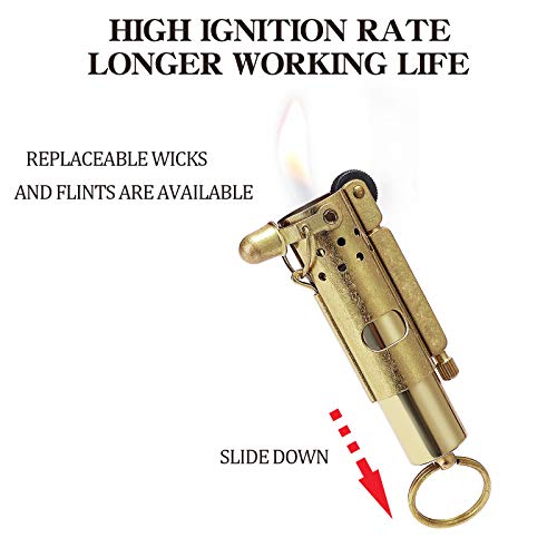 YUSUD Vintage Trench Lighter, Antique Keychain Flint Lighter Fluid