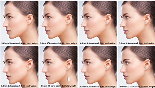 5 Sterling+Silver+Prong+Earrings+Plated+5+25mm+1+00cttw