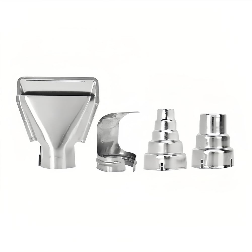 Universal Heat Gun Nozzles Kit, Stainless steel Electric Air Mouth Tips Kit Accessories Industrial Tools Shrink Wrap for Hot Solder Thawing Bending Soldering Pipes Station Repair Tool Accessory 4Pcs