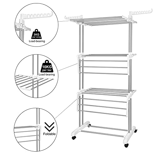 innotic Clothes Drying Rack, Stainless Steel Oversized 4Tier