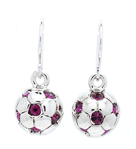 Violet Victoria & Fan Star Soccer Ball EARRINGSFULL Soccer Ball - Crystal Soccer Ball Earrings - Purple - Thumbnail 4