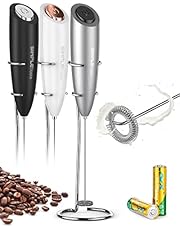SIMPLETASTE Milk Frother Handheld Battery Operated Electric Foam Maker, Drink Mixer with Stainless Steel Whisk and Stand for Cappuccino, Bulletproof Coffee, Latte