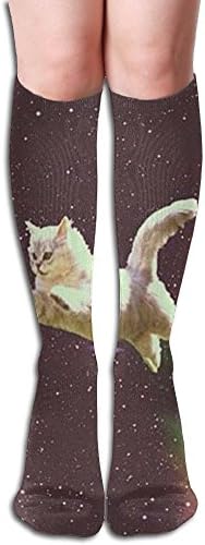 GUOFULIN Knee High Legging Stocking Cat Jump In Sky Print Athletic Sport Socks