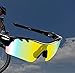 IFLYING Polarized Sports Sunglasses 3 Color Interchangeable Lenses for Men Women Cycling Baseball Running Glasses Polarized Gray for All Purpose and Night activities (Black)