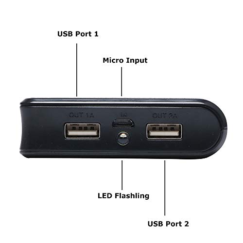 Power Bank 20000mah Portable Charger Dual USB Output External Cell Phone Battery Pack with LED Light for iPhone, iPad Samsung Galaxy and More (Black)