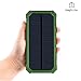 Solar Phone Charger Friengood 15000mAh Portable Solar Power Bank with Dual USB Ports, Waterproof Solar Battery Charger with 6 LED Flashlight Light for iPhone, iPad, Cellphone and More (Green)