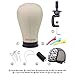 Cork Wig Head Canvas Block Head with Stand Cork Manikin Head for Wigs Display Style Mannequin Head with Mount Hole (Canvas Head+Head Stand+T Pins+Wig Cap+Clips+C Needle+ Thread), 22 Inch