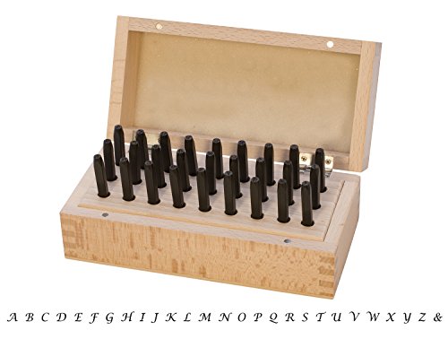27 Piece 2.5 MM Uppercase Alphabet Letter Stamp Set w/ Wooden Box for Stamping Metal Jewelry