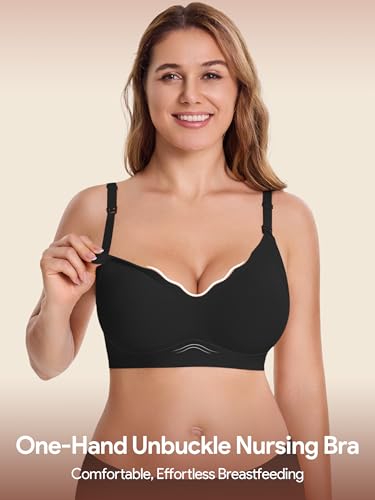 HBselect Nursing Bra Without Underwire Silky Pregnancy Maternity Bra Maternity Seamless with Additional Bra Extension Sleep Bra for Women