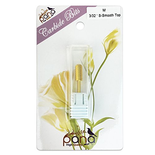 Pana 3/32" Small Smooth Top Nail Carbide Bit - Gold Color (Grit: Medium - M) for Electric Dremel Drill Machine