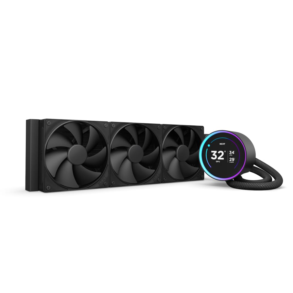 Photo 1 of NZXT Kraken Elite 360 2024 - AIO CPU Liquid Cooler - 360mm Radiator - 3 x F120P Fans - Customizable 2.72" IPS LCD - NZXT Turbine Pump - AMD® AM5, AM4 - Intel® LGA 1851/1700, 1200/115X - Black