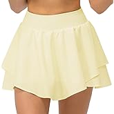 Yuerlian Tennis Skirts Pleated Skorts with Shorts Pockets Double Ruffle Golf Skirts Workout Running Skorts Skirt Athletic