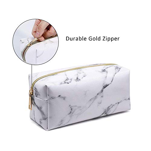 Marble Makeup Bag,2 Pack Marble Cosmetic Bag Small Makeup Pouch for Purse Waterproof Marble Pattern Cosmetic Pouch (White)