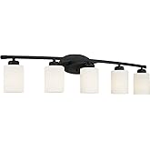 Capital Lighting 115251MB-338 Dixon Modern Soft White Glass Bath Vanity Wall Mount, 5-Light 500 Total Watts, 9" H x 37" W, Ma