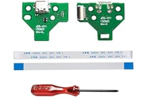 XFQUIJ Rinbers® Pack of 2 JDS-011 Replacement Charging Port Micro USB Adaptor Charger Socket Circuit Board with 12 Pin Flex Cable for Sony PS4 2nd Gen DualShock 4 Controller