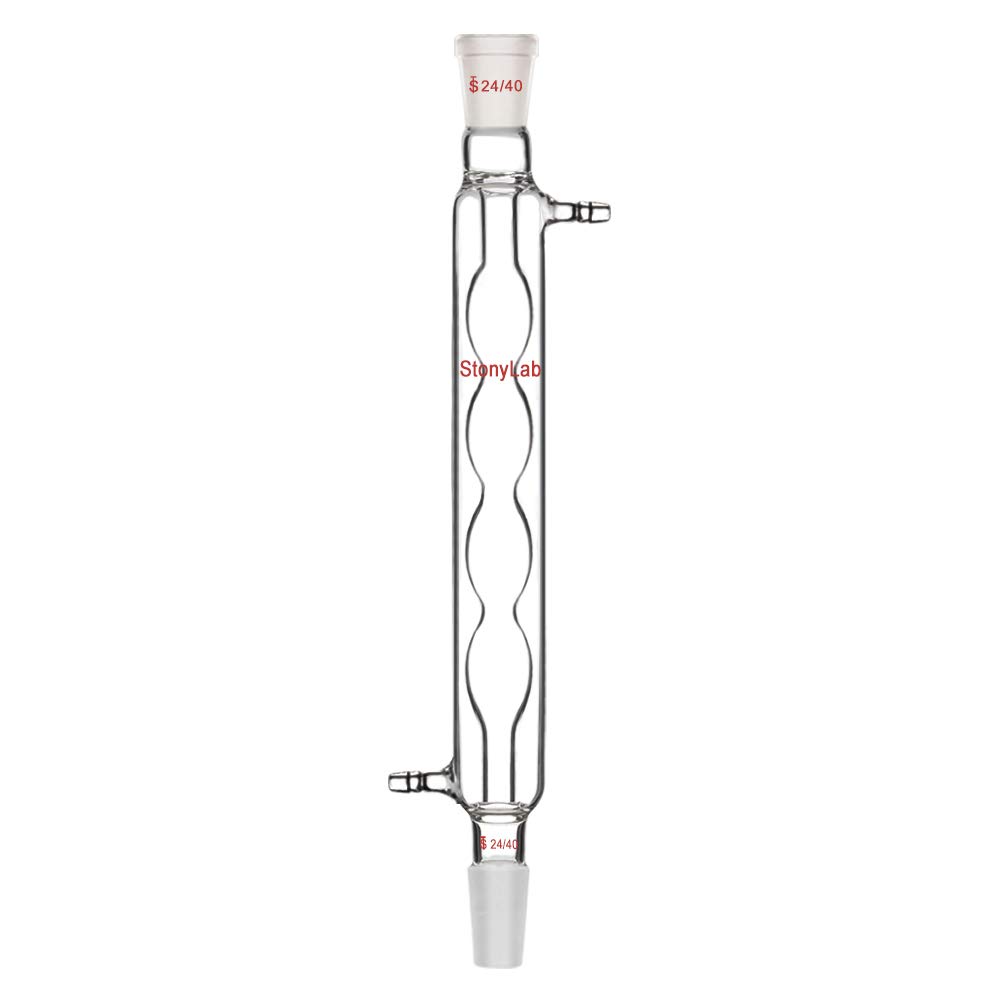 StonyLab Borosilicate Glass Allihn Condenser with 24/40 Joint 200 mm Jacket Length Lab Glass Condenser