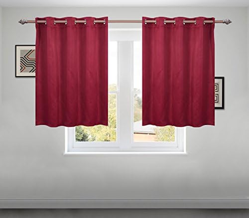 Toodou Room Darkening Thermal Insulated Blackout Drapes for Living Room, Blackout Window Curtain Panel Grommet Top (2 Panel ,W52 x L45, Burgundy)